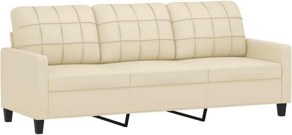 140cm Cream Faux Leather Double Sofa Bed - Modern Folding Couch, Space-Saving Design for Small Living Rooms, Versatile Sleeper Sofa with Table, Stylish & Functional