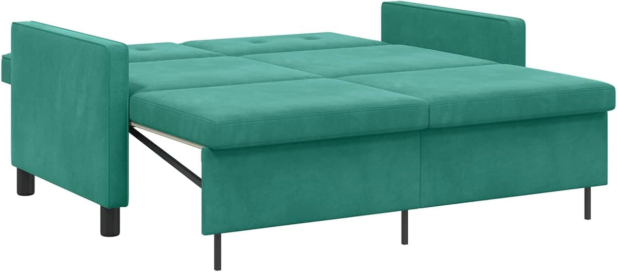 Turquoise Sofa Bed Textile Couch Upholstery Set with Sleep Function and Extendable Design for Living Room, Guest Room, Teenager's Room, Office, Space-Saving and Comfortable in Robust