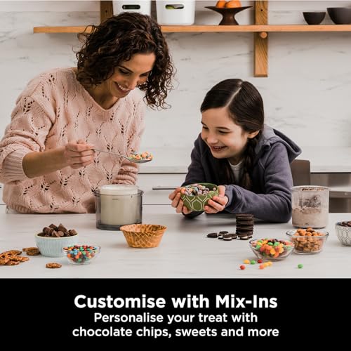 Ninja CREAMi Ice Cream Maker & Frozen Dessert Maker with 3 Tubs, 7 Programs, Makes Ice Cream, Gelato, Sorbet, Smoothie Bowl, Milkshakes and more, Black/Silver, Makes 1.4L of Ice Cream, NC300UK