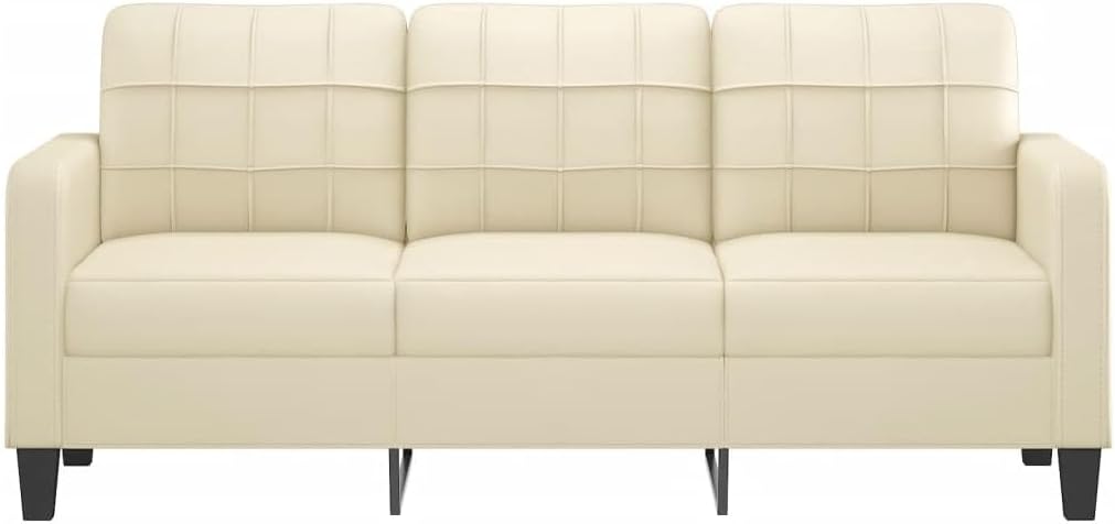140cm Cream Faux Leather Double Sofa Bed - Modern Folding Couch, Space-Saving Design for Small Living Rooms, Versatile Sleeper Sofa with Table, Stylish & Functional