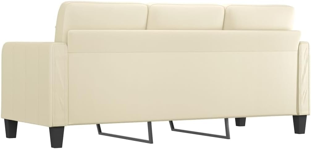 140cm Cream Faux Leather Double Sofa Bed - Modern Folding Couch, Space-Saving Design for Small Living Rooms, Versatile Sleeper Sofa with Table, Stylish & Functional