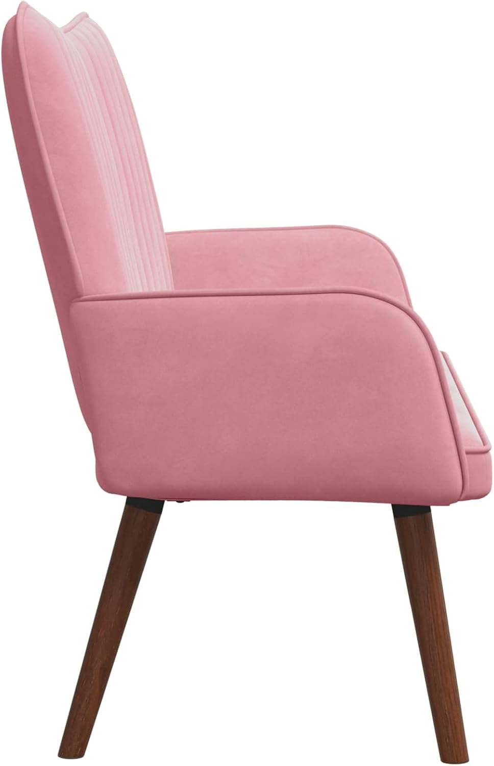 2 Seater Sofa Pink Velvet Fabric 115 x 61 x 87 cm with Sturdy Metal Wooden Frame, Wide Panel Armrests and Modern Cone Feet, for Living Room, Guest Room and Lounge Comfortable Sitting