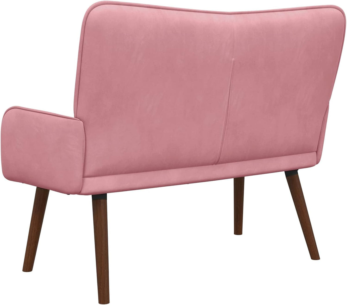 2 Seater Sofa Pink Velvet Fabric 115 x 61 x 87 cm with Sturdy Metal Wooden Frame, Wide Panel Armrests and Modern Cone Feet, for Living Room, Guest Room and Lounge Comfortable Sitting