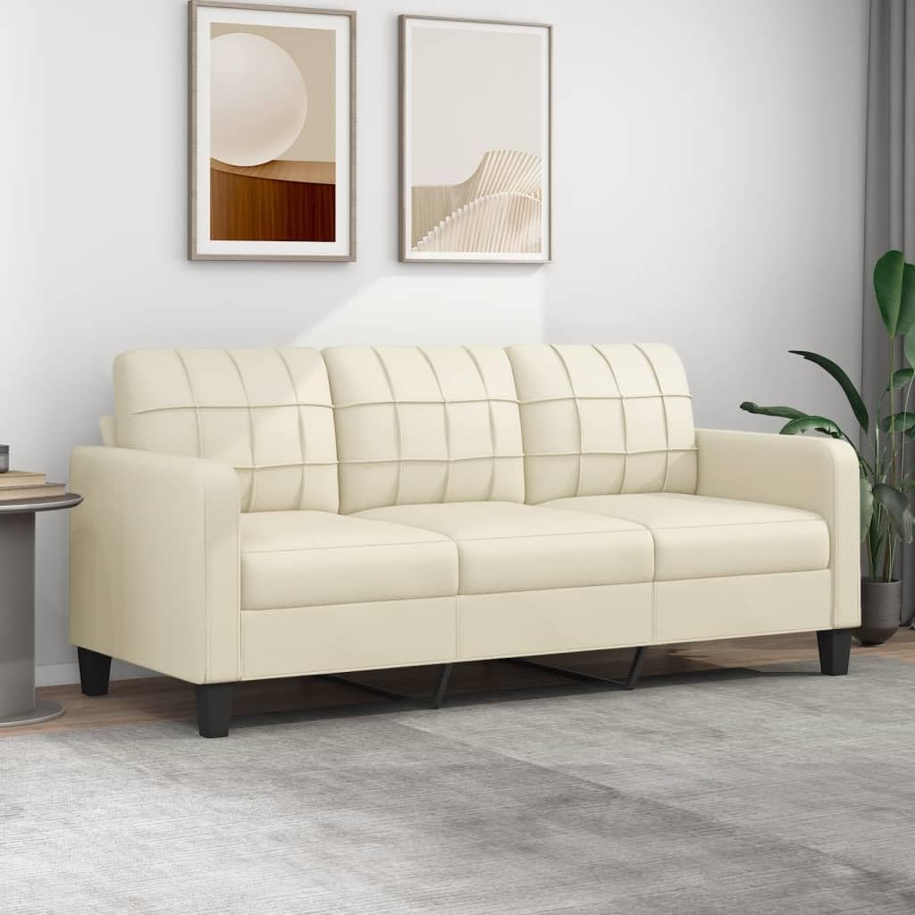 140cm Cream Faux Leather Double Sofa Bed - Modern Folding Couch, Space-Saving Design for Small Living Rooms, Versatile Sleeper Sofa with Table, Stylish & Functional
