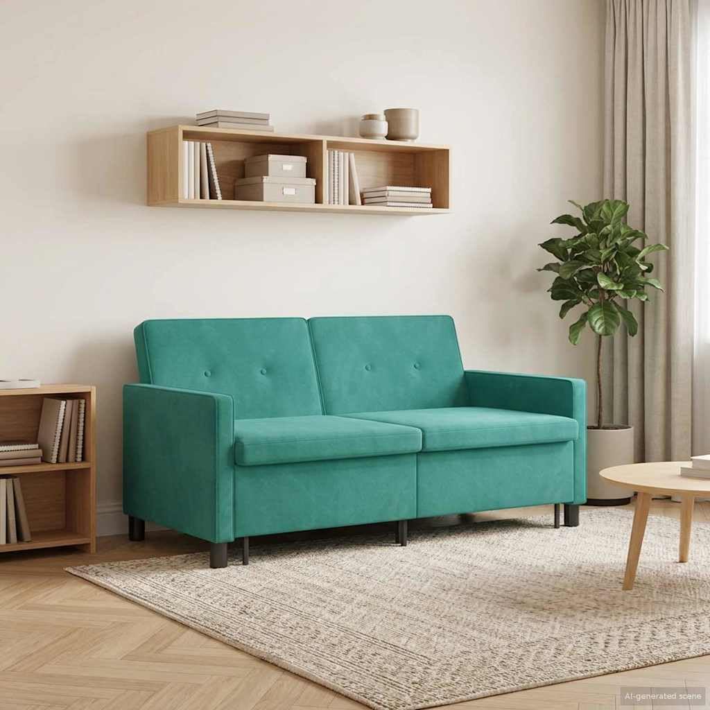 Turquoise Sofa Bed Textile Couch Upholstery Set with Sleep Function and Extendable Design for Living Room, Guest Room, Teenager's Room, Office, Space-Saving and Comfortable in Robust